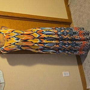FLOREAT Anthropolige Maxi Dress Size 4 Yellow Dahlia Embroidered Multic